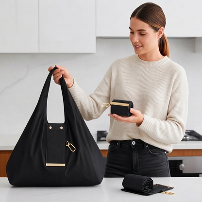 Foldable Tote Bag with Keychain
