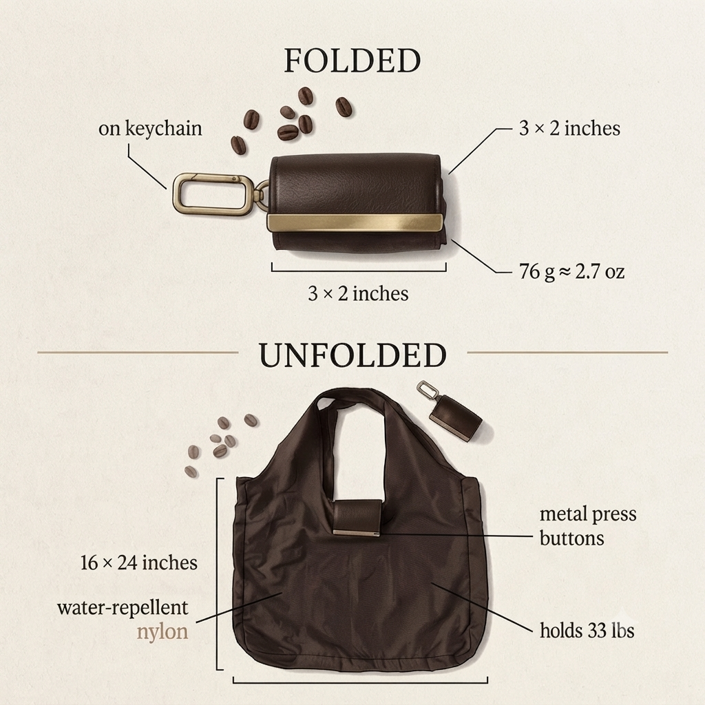 Foldable Tote Bag with Keychain