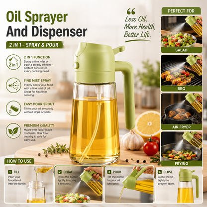 Oil sprayer and dispenser features and usage guide