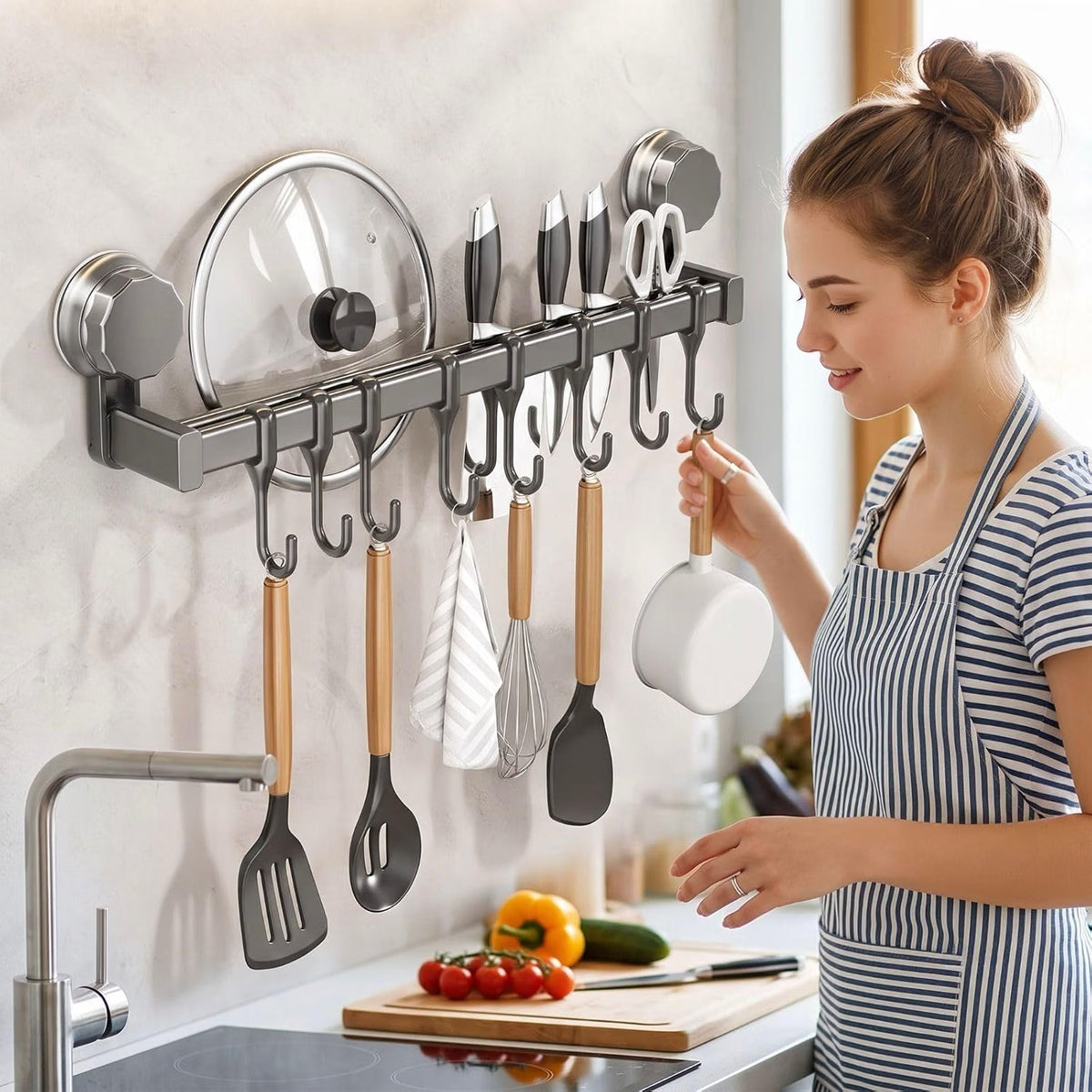 8 Hook Wall Mounted Hook Rack