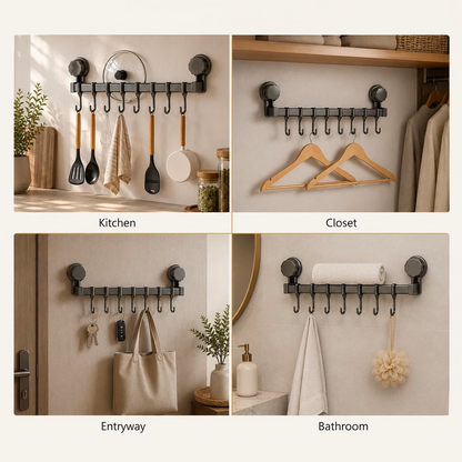 8 Hook Wall Mounted Hook Rack