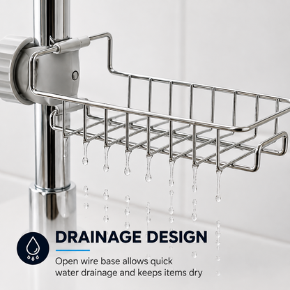 Open-wire drainage design of faucet sponge holder