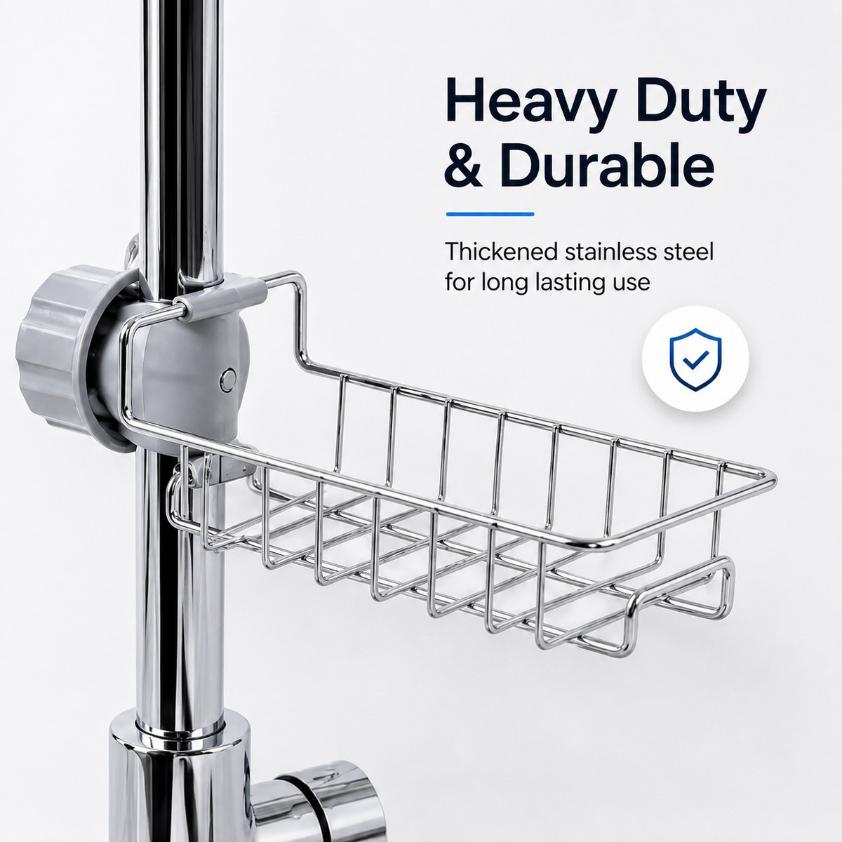 Heavy-duty stainless steel faucet sponge holder