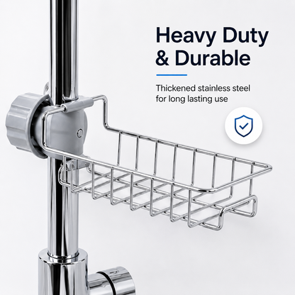 Heavy-duty stainless steel faucet sponge holder