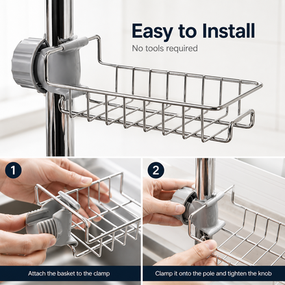 Easy installation steps for faucet sponge holder