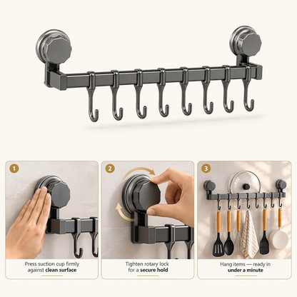 8 Hook Wall Mounted Hook Rack