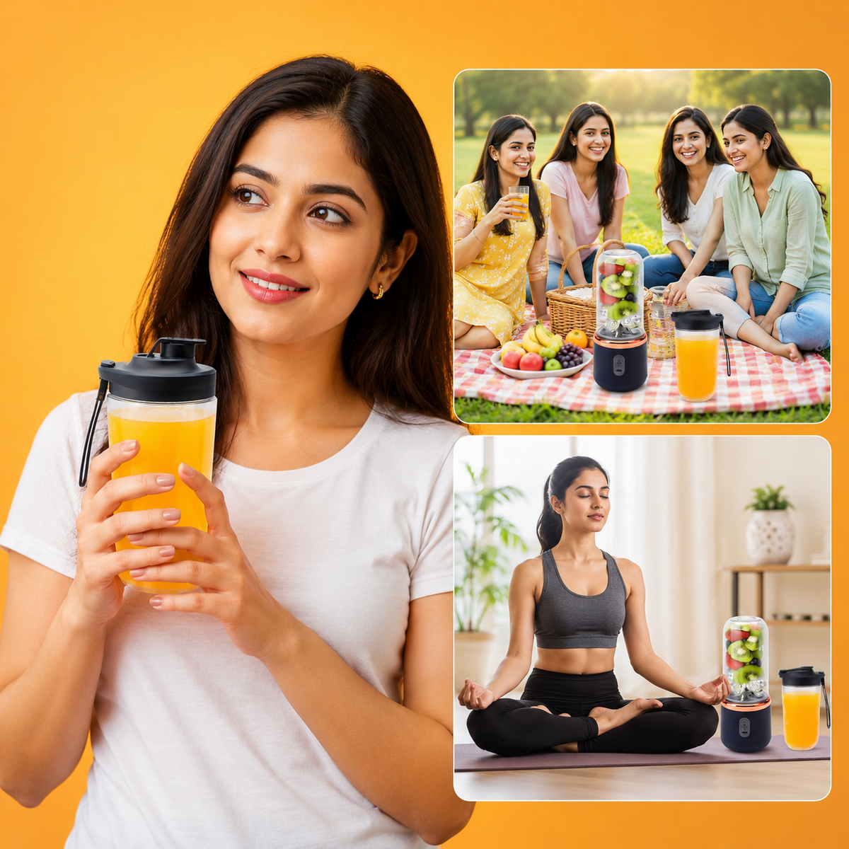 Portable blender for travel, outdoor use and fitness routines